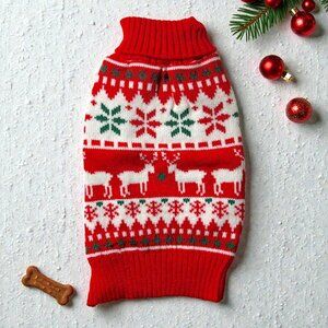 Kyeese snowflake & reindeer winter dog sweater
